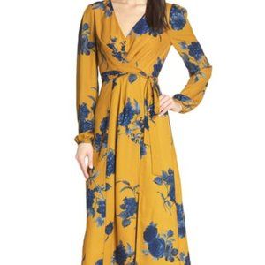 Chelsea28 Floral Print Long Sleeve Faux Wrap Maxi